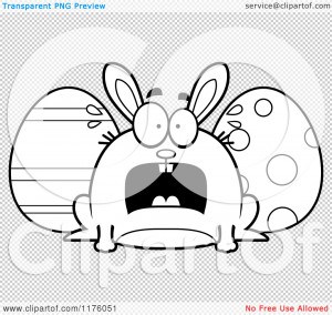 Cartoon-Of-A-Black-And-White-Screaming-Chubby-Easter-Bunny-With-Eggs ...