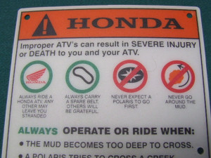 Details about Honda atv Trx650 680 500 450 all custom warning plate o