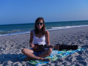 beach, cute, girl, girly, hang loose, summer, summertime, uke, ukulele