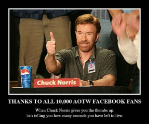 When Chuck Norris gives you the thumbs up, he’s telling you how many ...