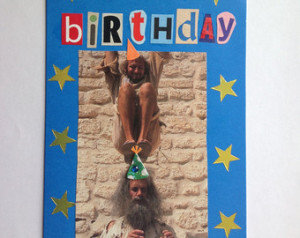 Upcycled Handmade Birthday Card - MONTY PYTHON - OOAK