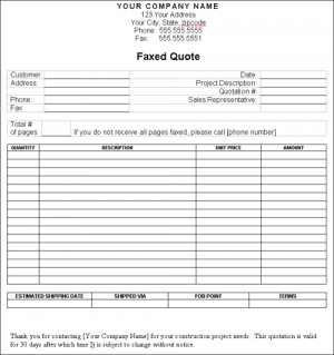 Construction Quote Form