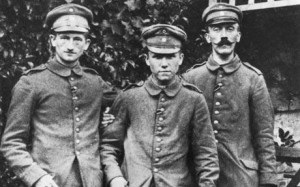 Corporal Adolf Hitler, right, pictuerd with two other soldiers during ...