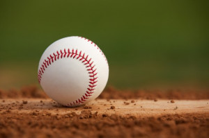 Baseball on the Pitchers Mound Close Up with room for copy