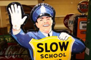 ... 1953 coca cola traffic policeman slow school Coca Cola Vintage Signs
