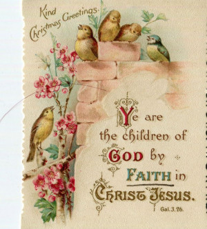 Victorian Religious Christmas Card Small Birds and Quote | eBay