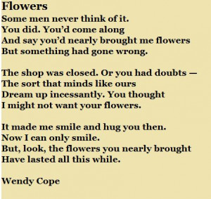 Flowers - Wendy Cope