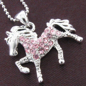 Light Pink Horse Pony Mustang Animal Pendant Necklace Western Charm ...