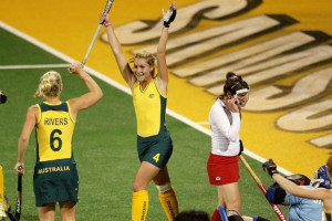 Casey Eastham finds the back of the net again for Australia.