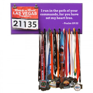 Inspirational Quote Medal Display - I run in the path of your commands ...
