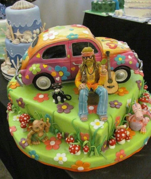 Peace of cake! VW Beetle Hippie Cake: Bugs Cakes, Hippie Cakes, Cakes ...