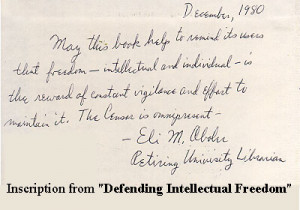 Inscription from Defending Intellectual Freedom