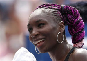 Venus Williams sporting the fancy purple hair at the U.S. Open ...