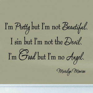 ... But I'm Not Beautiful Marilyn Monroe Decal Vinyl Wall Quote Lettering