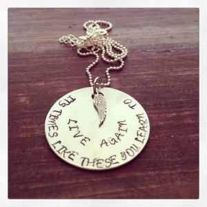 ... Stamped Aluminum 1.5 Inch Pendant Necklace with Foo Fighters Lyrics