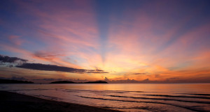 ... with joy as the sun rose over the beautiful beach in waikiki hawaii
