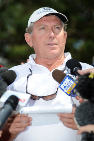 Tim Ryan Maroochydore SLSC president Tim Ryan reads a statement