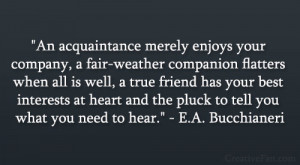 fair-weather companion flatters when all is well, a true friend ...