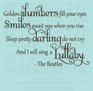 The Beatles Quote Vinyl Wall Decal Lettering GOLDEN SLUMBERS Nursery ...