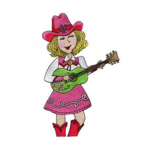 Country Girl with Guitar Embroidery Design