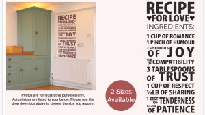 Details about RECIPE for love Wall sticker quote decal kitchen WQ55