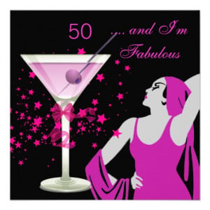 Fabulous 50 50th Birthday Party Diva Pink Black Invite
