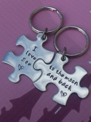 His and Her Puzzle Piece Keychain Set - Couples,Wedding, Anniversary ...