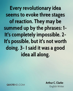 Every revolutionary idea seems to evoke three stages of reaction. They ...