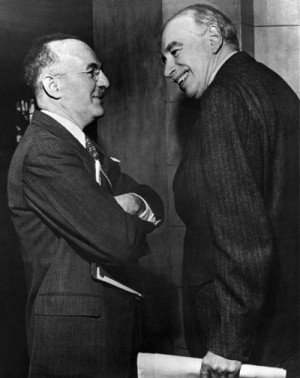 ... White (left) and John Maynard Keynes at the Bretton Woods Conference
