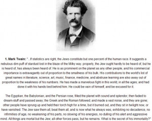 Great Quotes About The Jews…Mark Twain