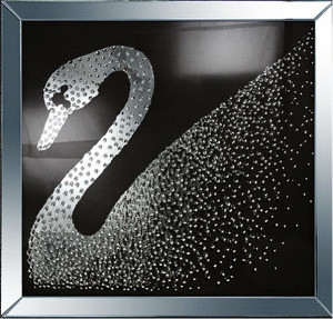 mirror frame crystal swan