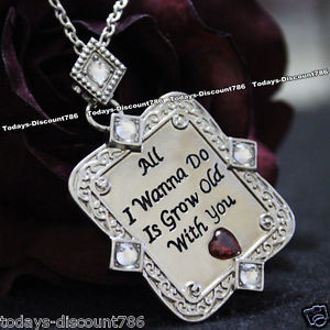 ... HEART DIAMOND QUOTE NECKLACE WIFE LADY WOMEN VALENTINES GIFT FOR HER