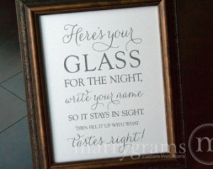 Wedding Bar & Drinks Sign Here' s Your Glass for the Night, Name, Fill ...