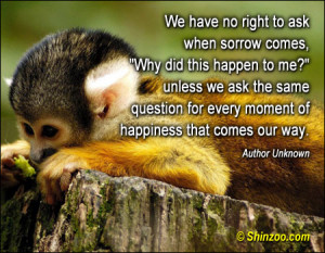 We have no right to ask when sorrow comes, “Why did this happen to ...