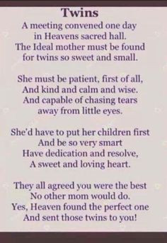 love this, because when I thought about having twins I felt really ...