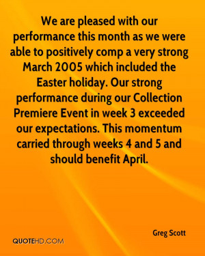 With Our Performance This Month As We Were Able To Positively Comp ...