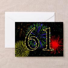 61st birthday with fireworks Greeting Card for