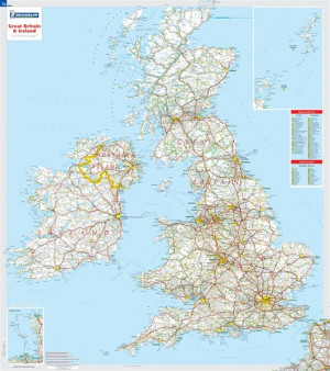 Road Map of Ireland and England
