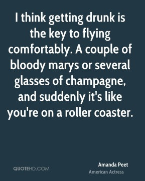 Amanda Peet - I think getting drunk is the key to flying comfortably ...