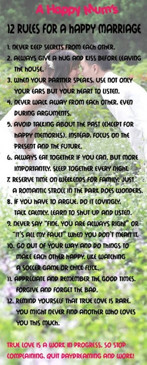 ... Marriage: Quote About 12 Rules For A Happy Marriage ~ Daily
