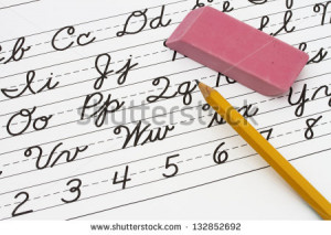 Example of cursive writing with a pencil and eraser, Learning cursive ...