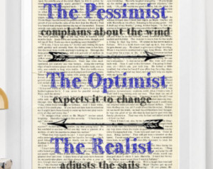Home Decor Print Wall Art Picture T ypography Quote Pessimist Optimist ...