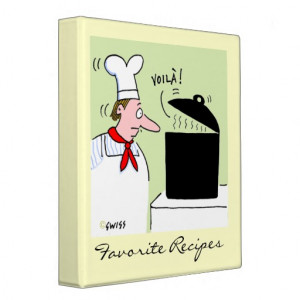Funny French Chef Cooking Cartoon Recipe Binder from Zazzle.com