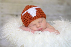 Texas Longhorn beanie -- Newborn Photography Prop on Etsy, $19.00