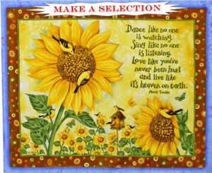 SUNFLOWERS BLUEBERRIES SAYINGS BEEHIVE BIRDS FABRIC & PANELS (MAKE A ...
