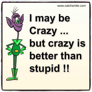 May Be Crazy, but crazy is better than Stupid