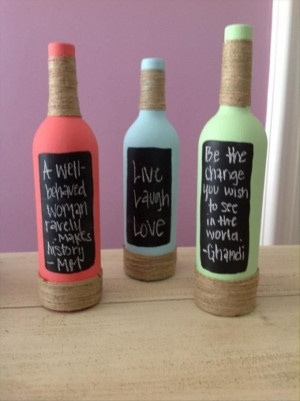 wine bottle DIY chalk board quote