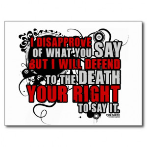 Voltaire Quotes I Disapprove Of What You Say Grunge design featuring ...