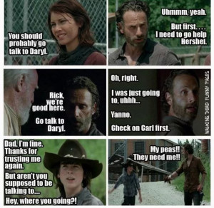 The Walking Dead Rick avoiding Daryl