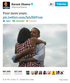 Most Retweeted Tweet of All Time – Obama Is Reelected